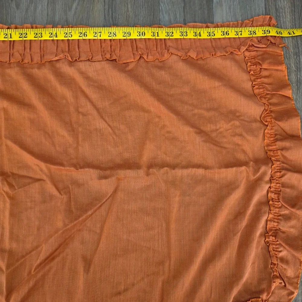 Vintage Orange Ruffled 3 Piece Kitchen Curtain Set Valance & Tiers Terracotta